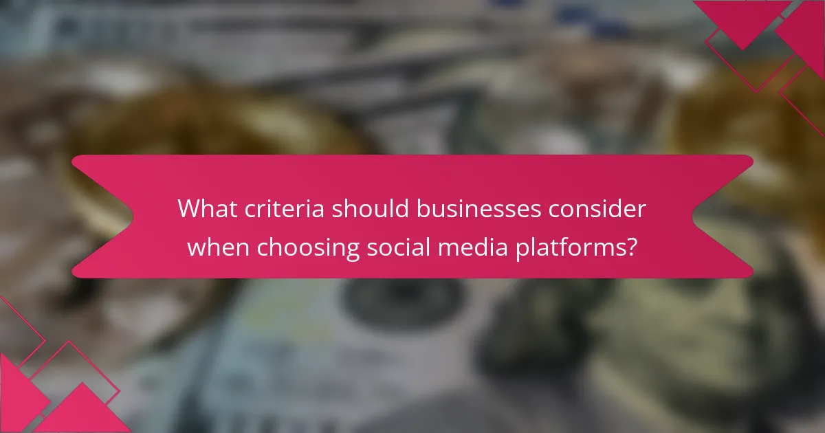 What criteria should businesses consider when choosing social media platforms?