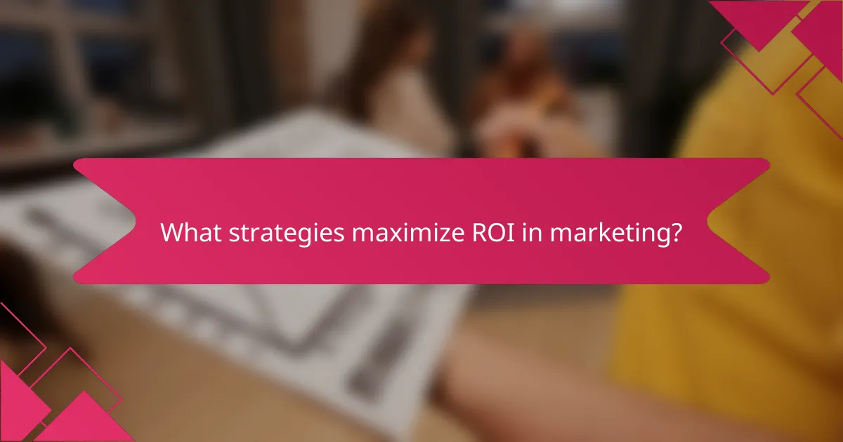 What strategies maximize ROI in marketing?